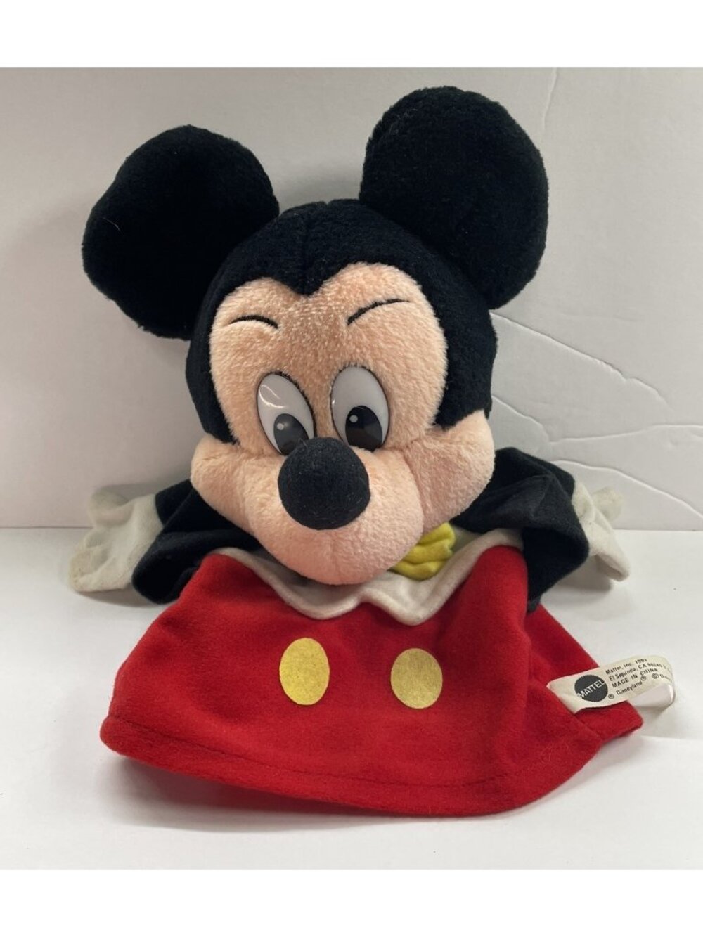 Vintage 1993 Disney Mickey Mouse Plush Stuffed Hand Puppet By Mattel